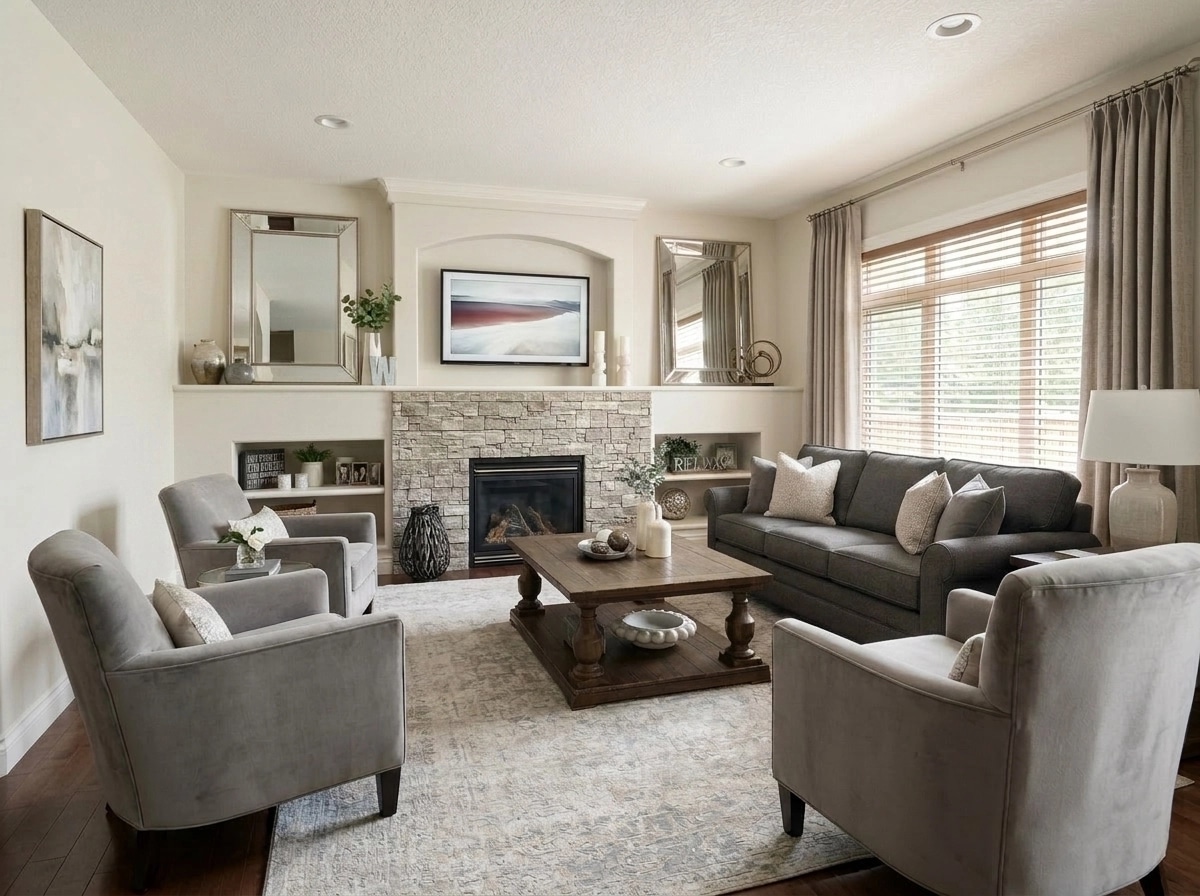 Transitional Living Room design — interior photo by GenRoom AI