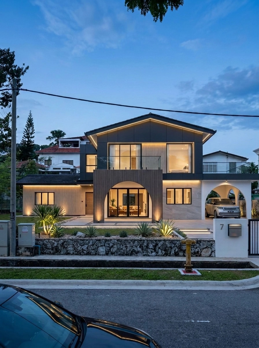 Contemporary Facade Қасбет design — facade photo by GenRoom AI