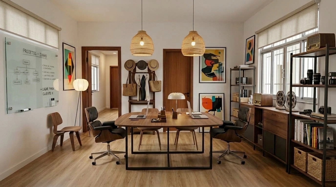 Interior design in Mid-Century Modern style — Office by GenRoom AI