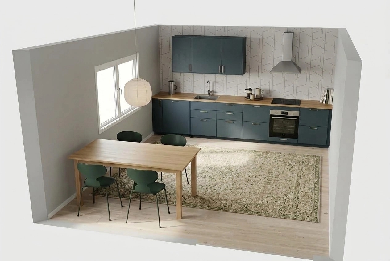 Kitchen interior in Scandinavian style — photo by GenRoom AI