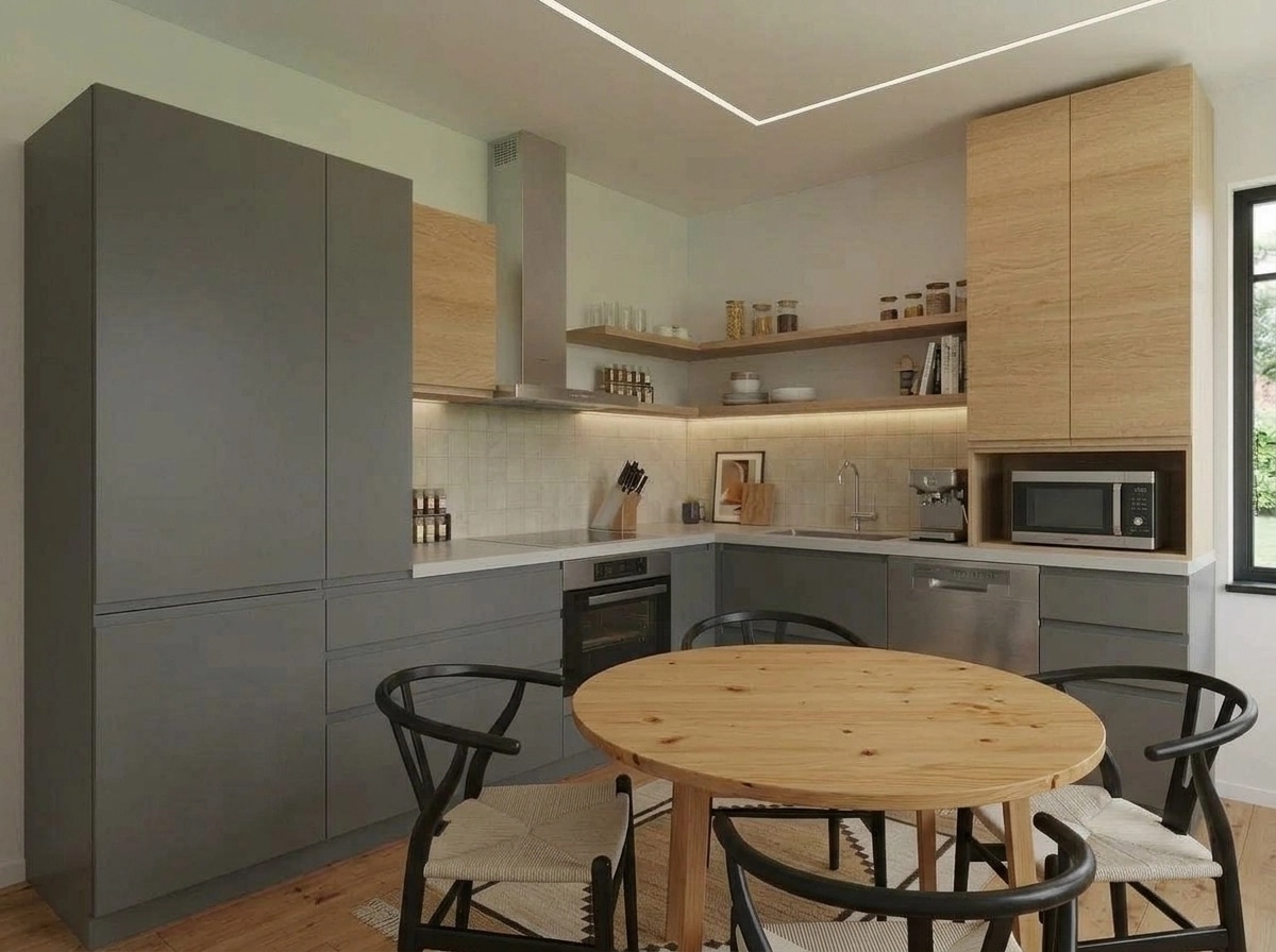 Kitchen interior in Bauhaus style — photo by GenRoom AI