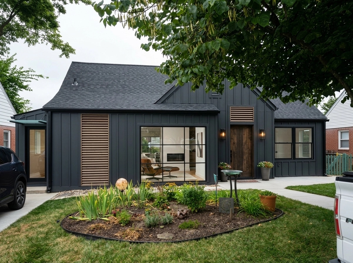 Facade design in Barnhouse Facade style — photo by GenRoom AI