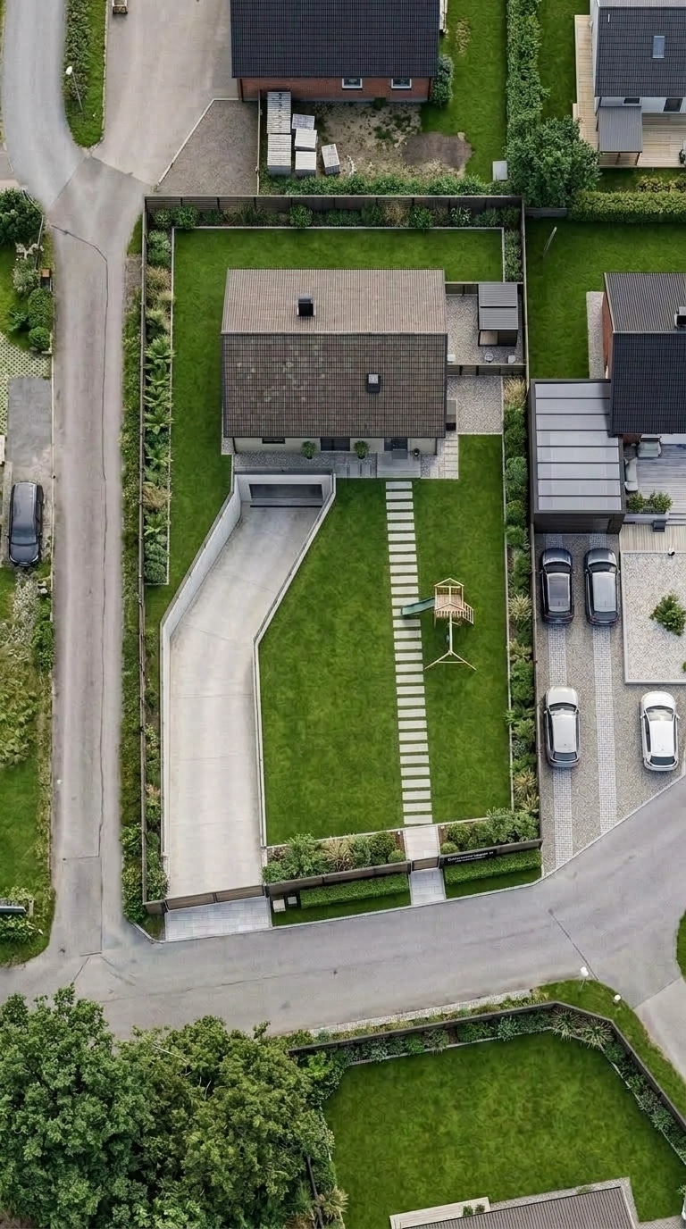 Yard design in Scandinavian Garden style — photo by GenRoom AI