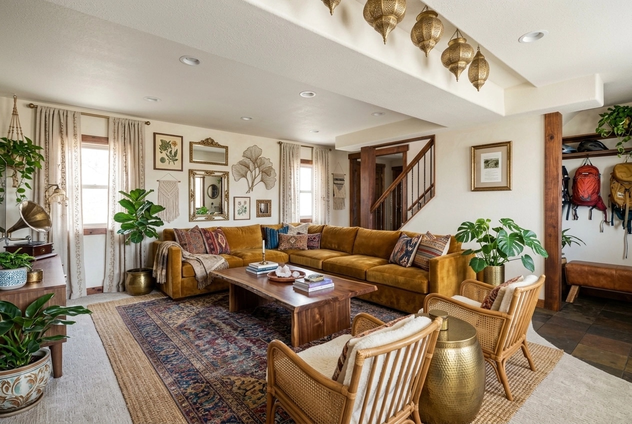 Interior design in Bohemian style — Living Room by GenRoom AI