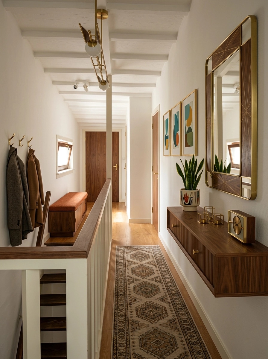 Hallway interior in Mid-Century Modern style — photo by GenRoom AI
