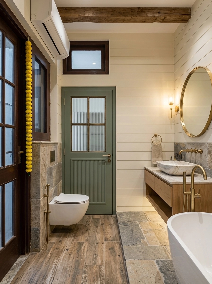 Bathroom interior in Modern Farmhouse style — photo by GenRoom AI