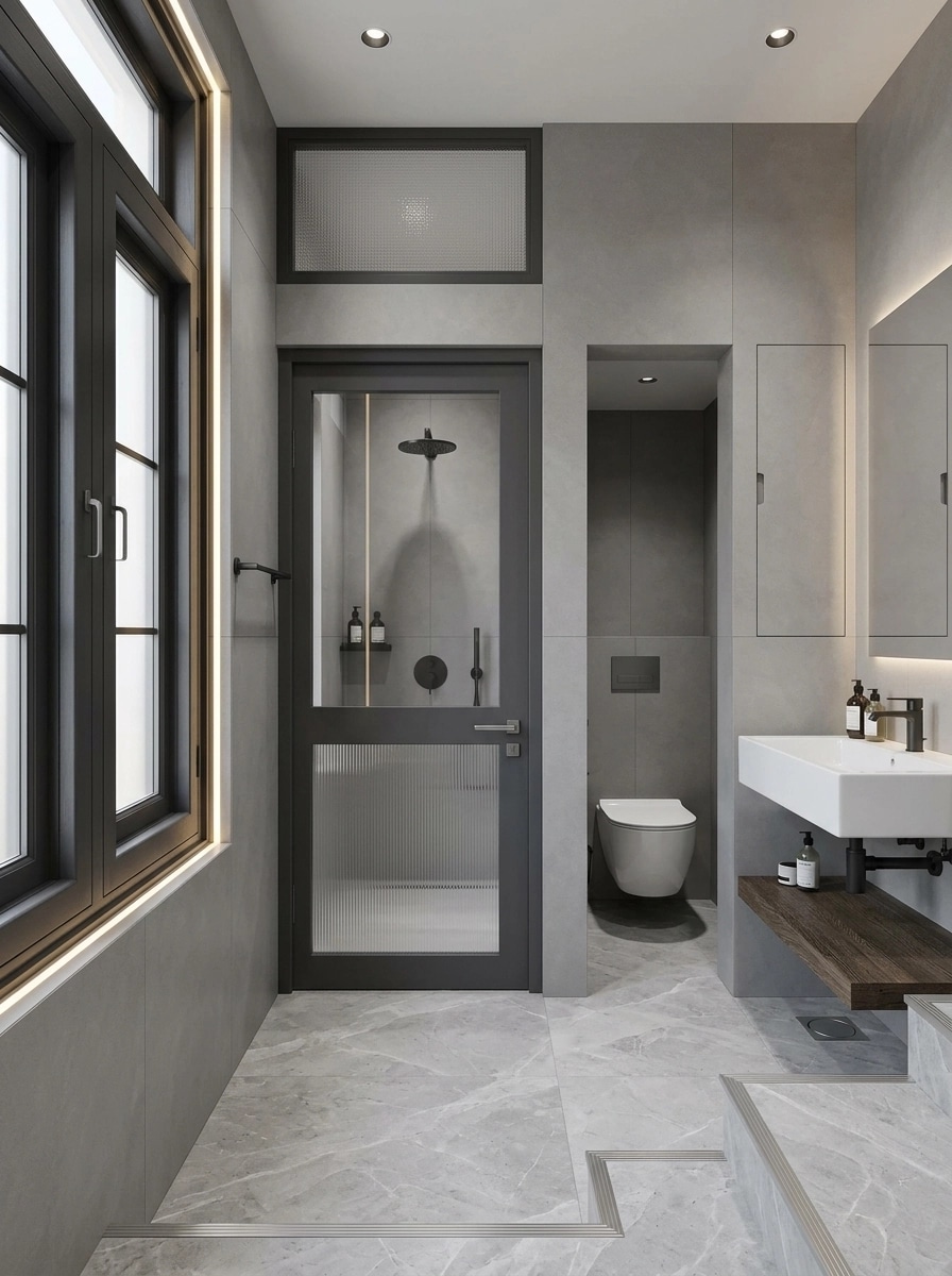 Bathroom interior in Minimalism style — photo by GenRoom AI