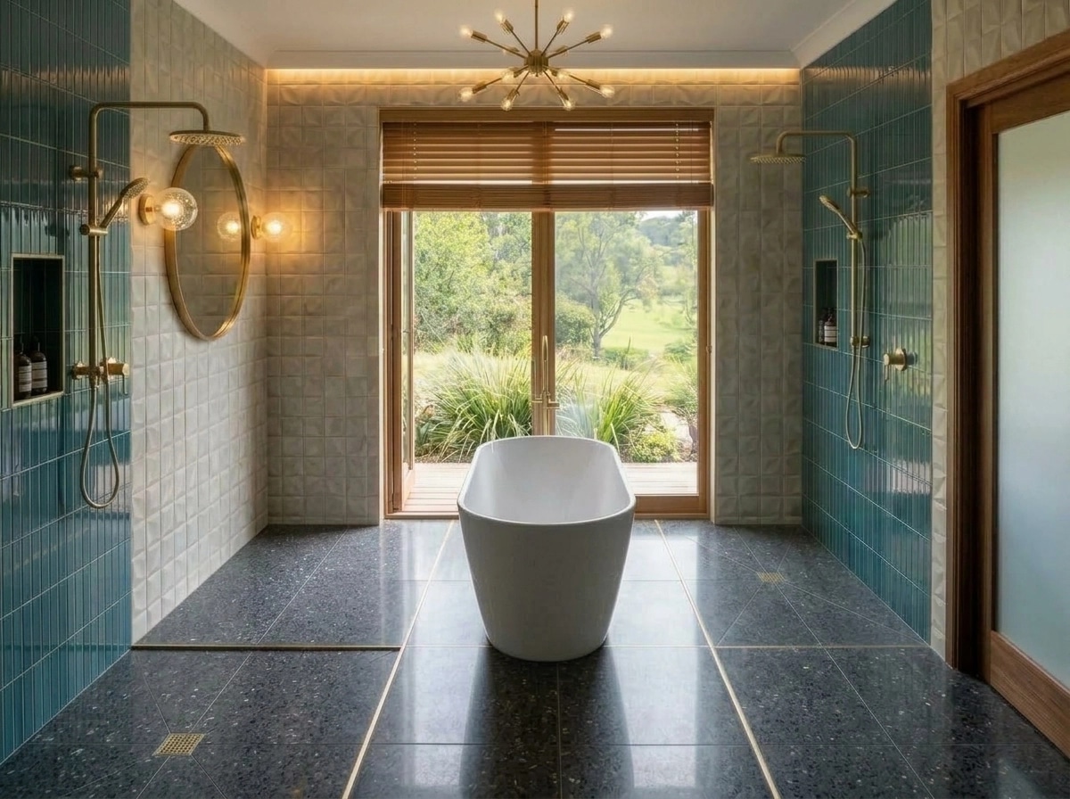 Interior design in Mid-Century Modern style — Bathroom by GenRoom AI