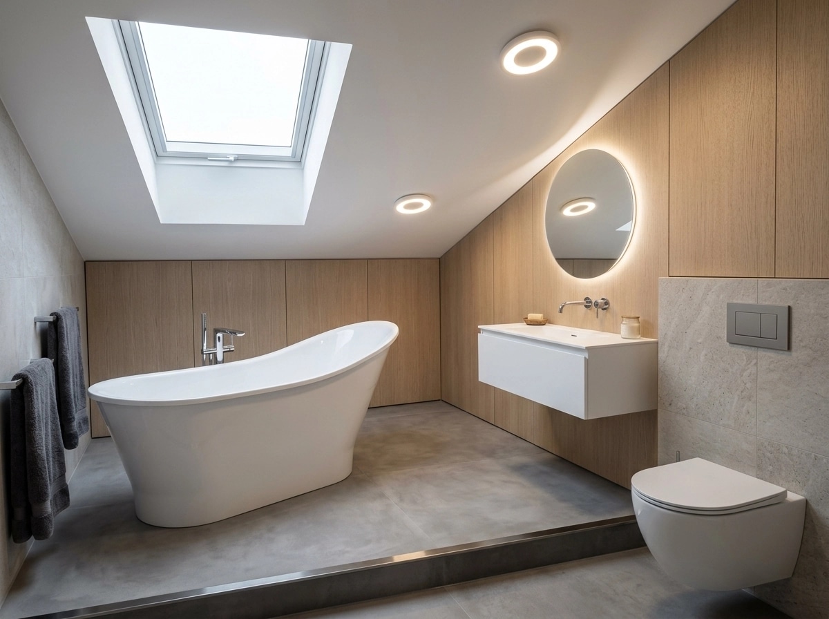 Bathroom interior in Minimalism style — photo by GenRoom AI