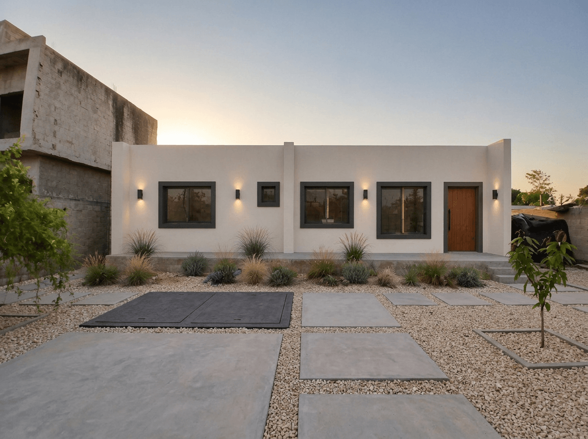 Facade design in Minimalist Facade style — photo by GenRoom AI