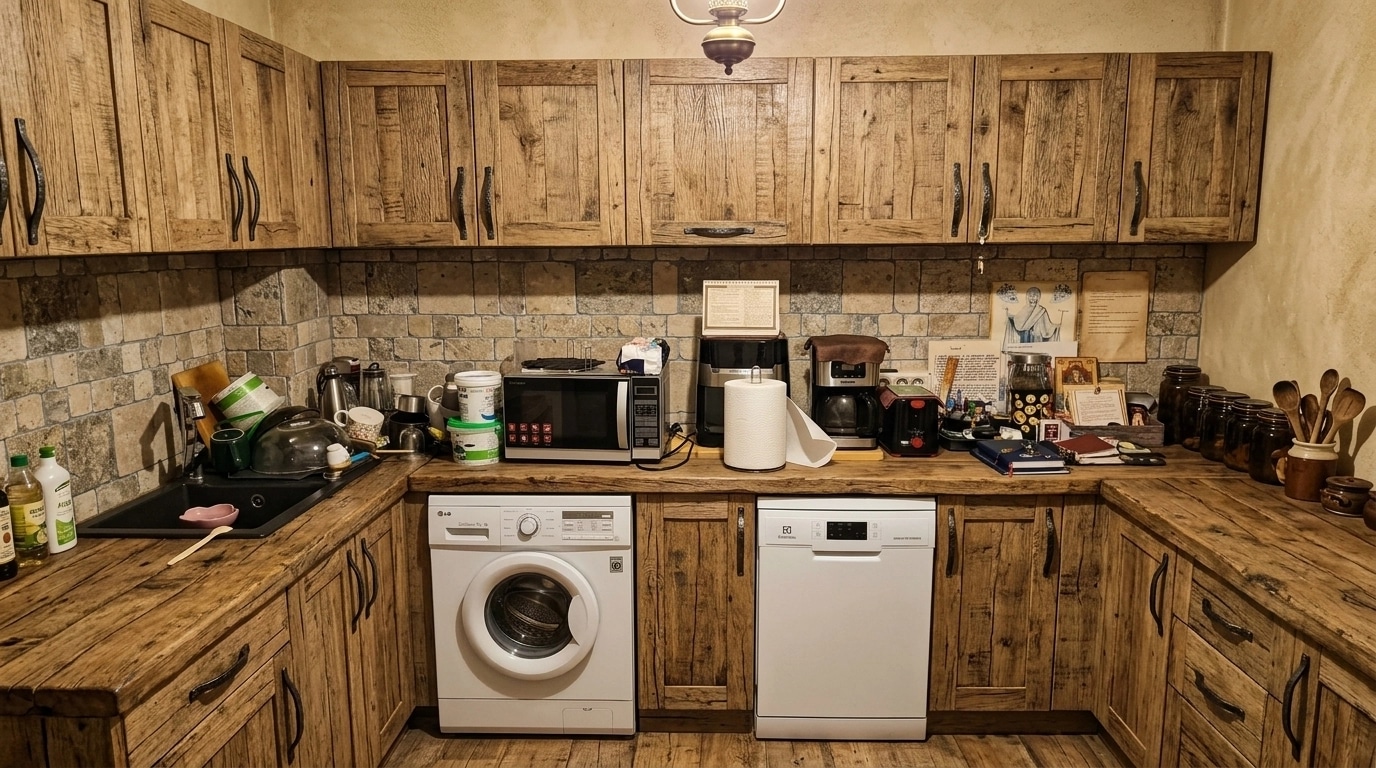 Kitchen interior in Rustic style — photo by GenRoom AI