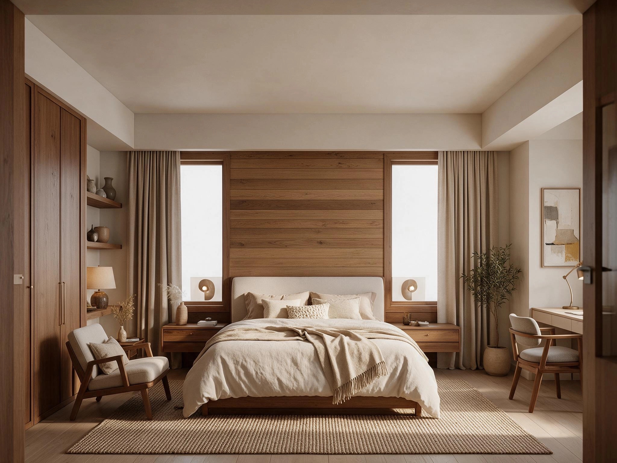 Mid-Century Modern Camera da Letto design — interior photo by GenRoom AI