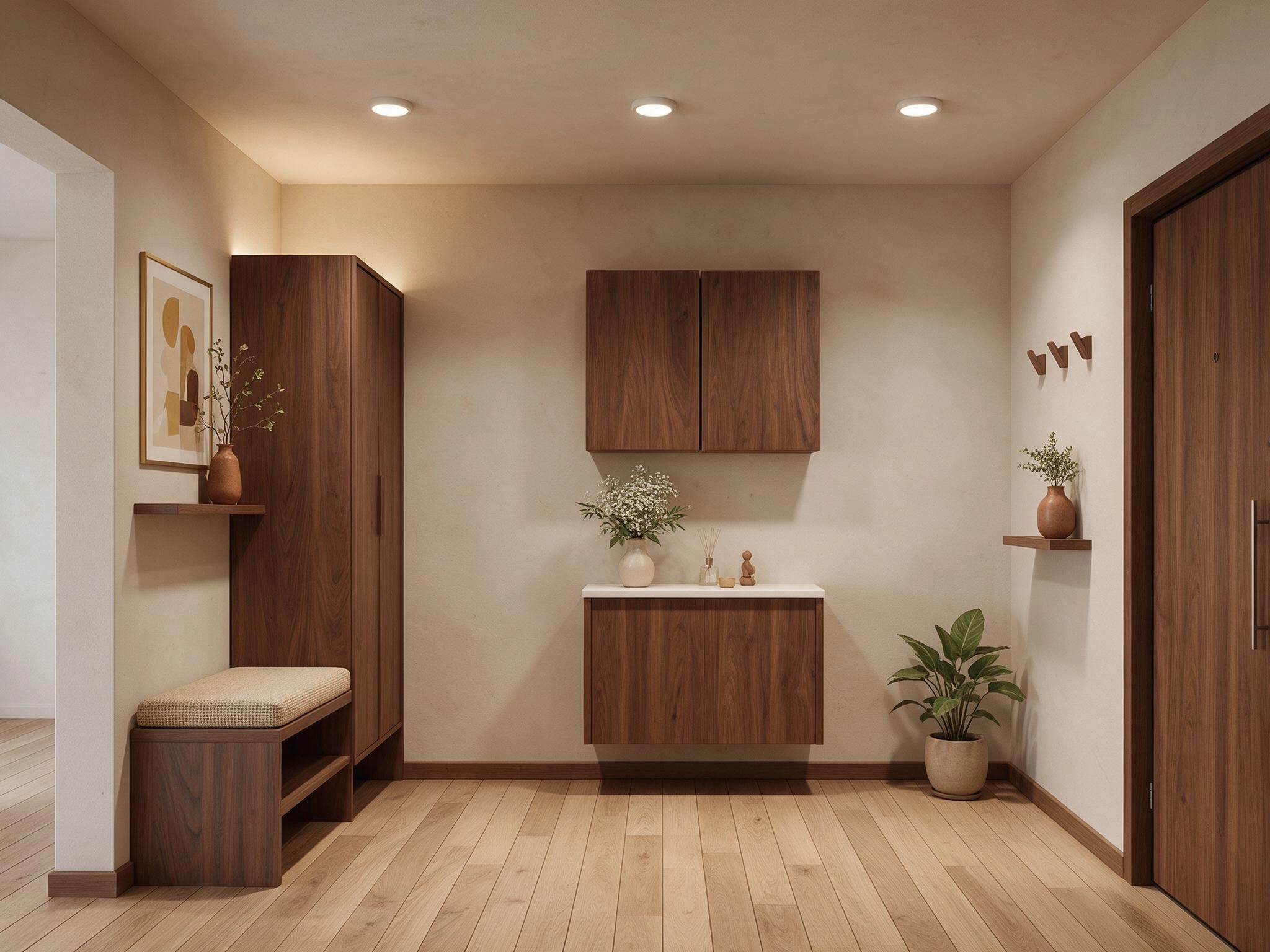 Hallway interior in Mid-Century Modern style — photo by GenRoom AI
