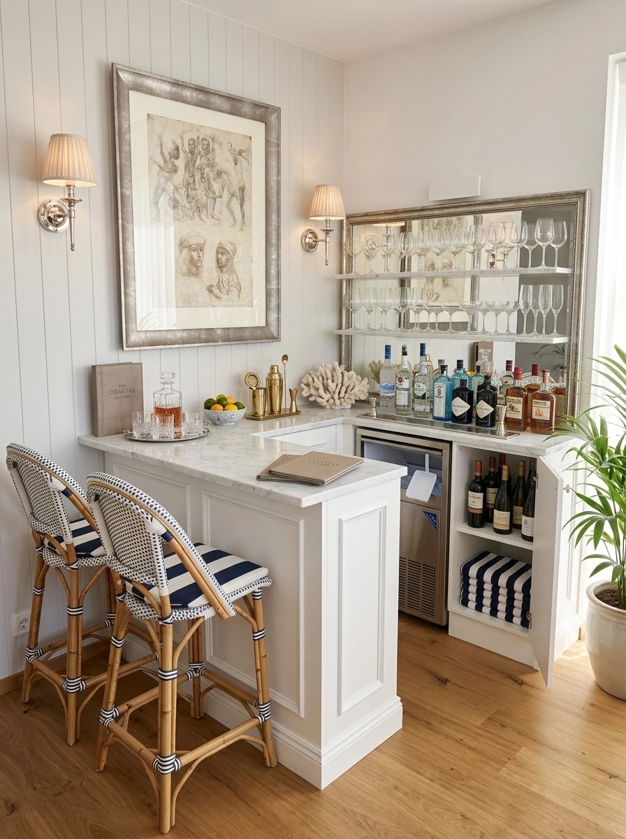 Interior design in Coastal / Hamptons style — bar by GenRoom AI