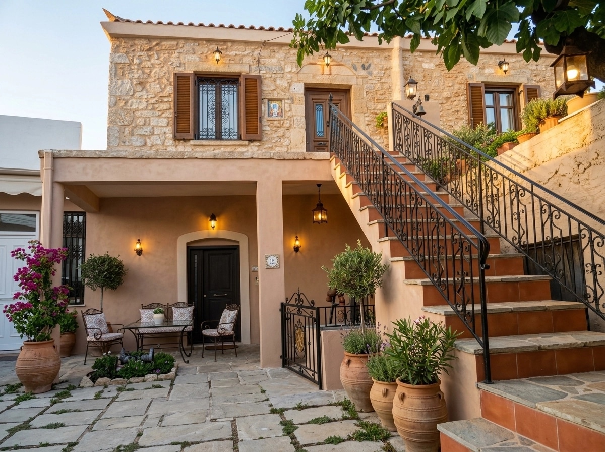 Facade design in Mediterranean Facade style — photo by GenRoom AI