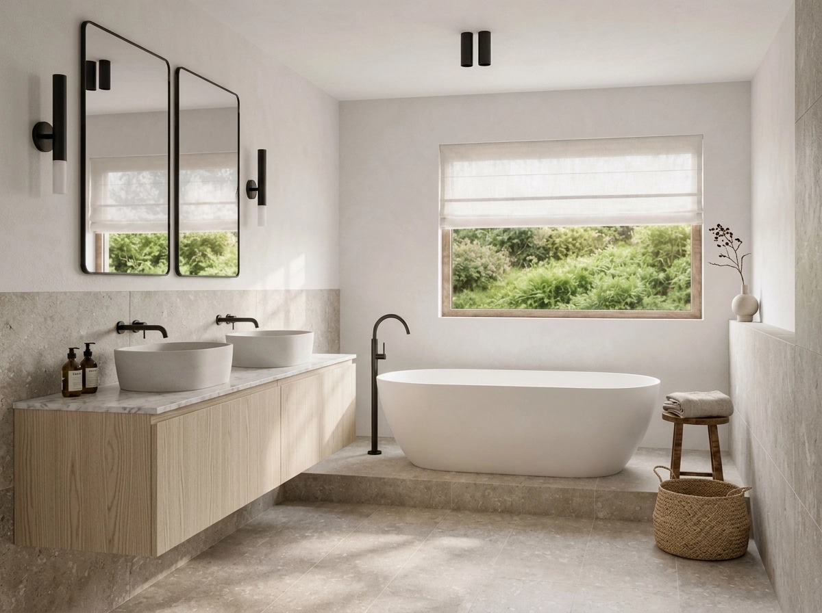 Bathroom interior in Scandinavian style — photo by GenRoom AI