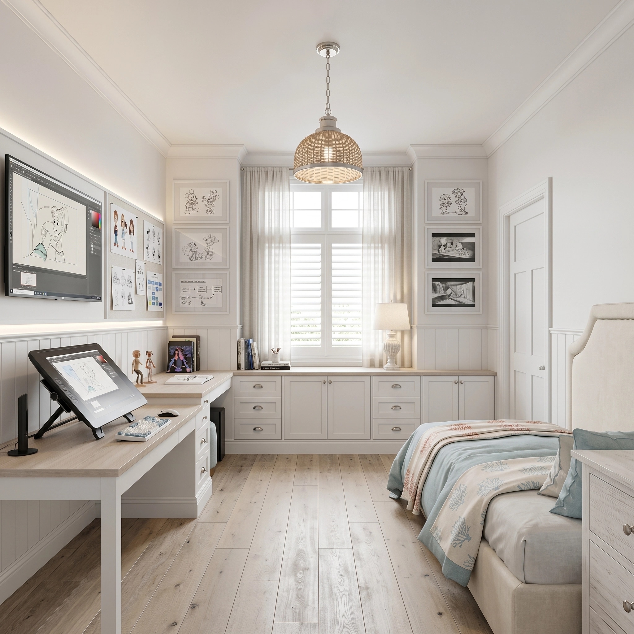 Interior design in Coastal / Hamptons style — Bedroom by GenRoom AI