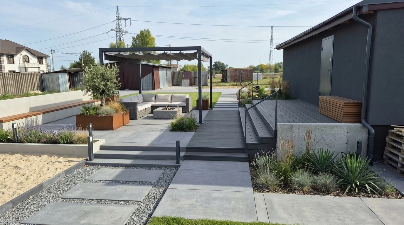 Design paysager en style Contemporary Yard — Jardin par GenRoom AI