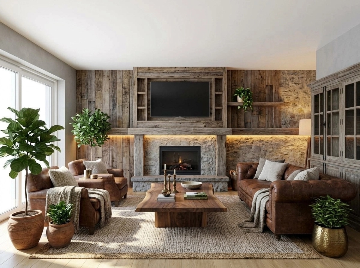Design de interiores em estilo Rustic — Sala de Estar por GenRoom AI