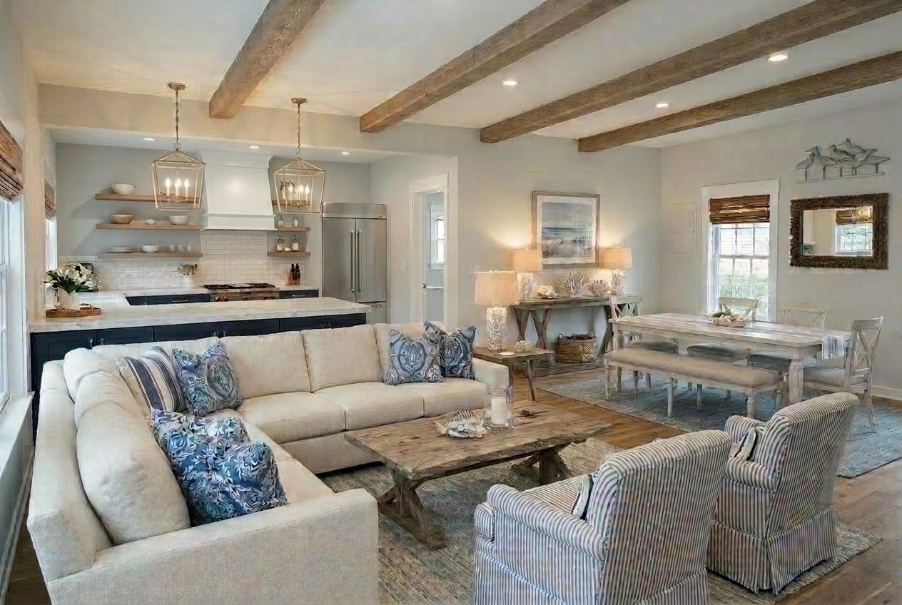 Interior design in Coastal / Hamptons style — Living Room by GenRoom AI