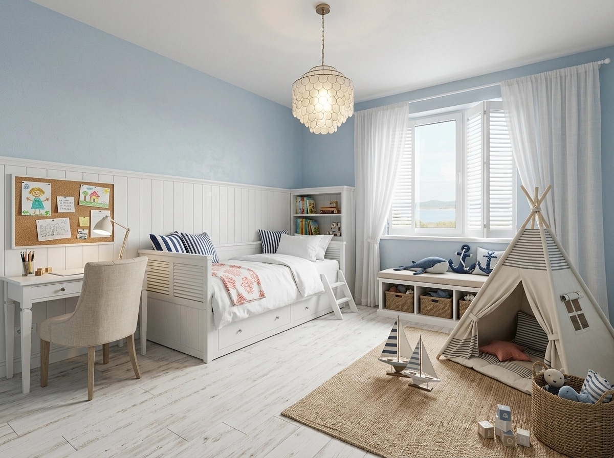Interior desain di Coastal / Hamptons gaya — Kamar Anak oleh GenRoom AI