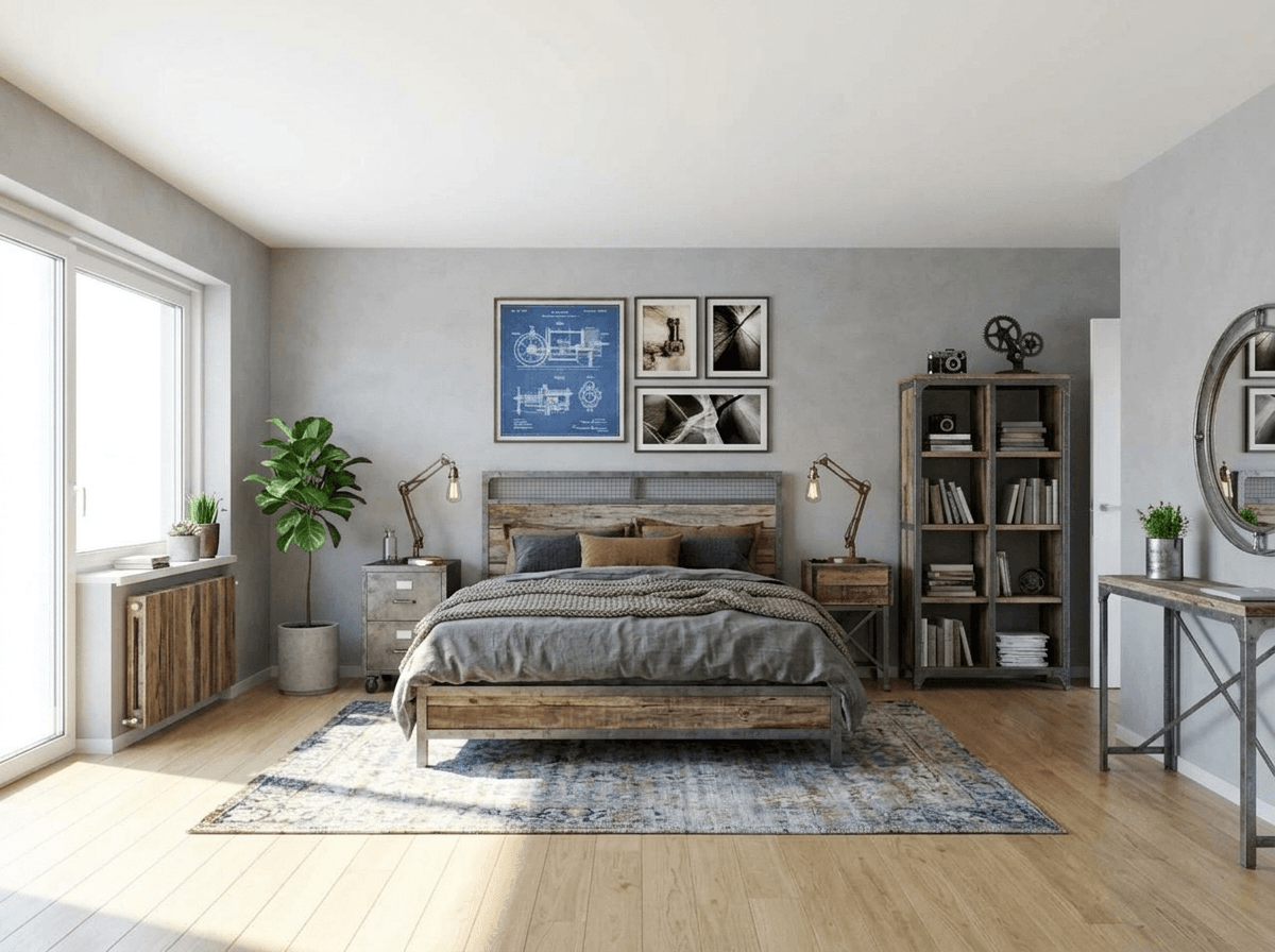 Loft / Industrial Bedroom design — interior photo by GenRoom AI