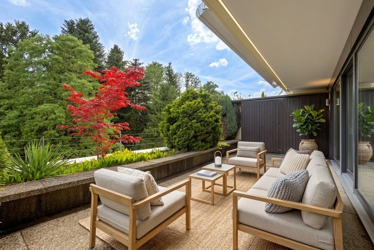Interior design in Scandinavian style — terrace by GenRoom AI