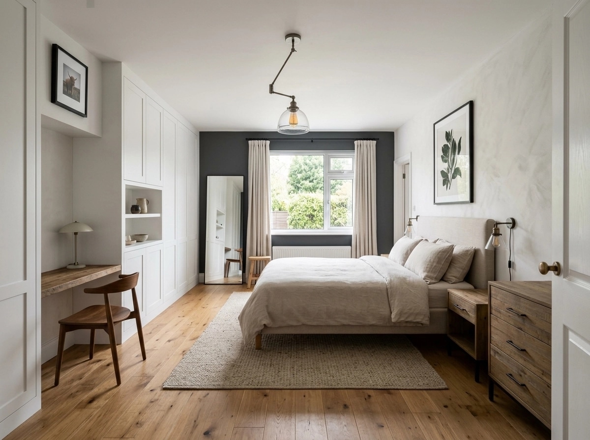 Modern Farmhouse Bedroom design — interior photo by GenRoom AI