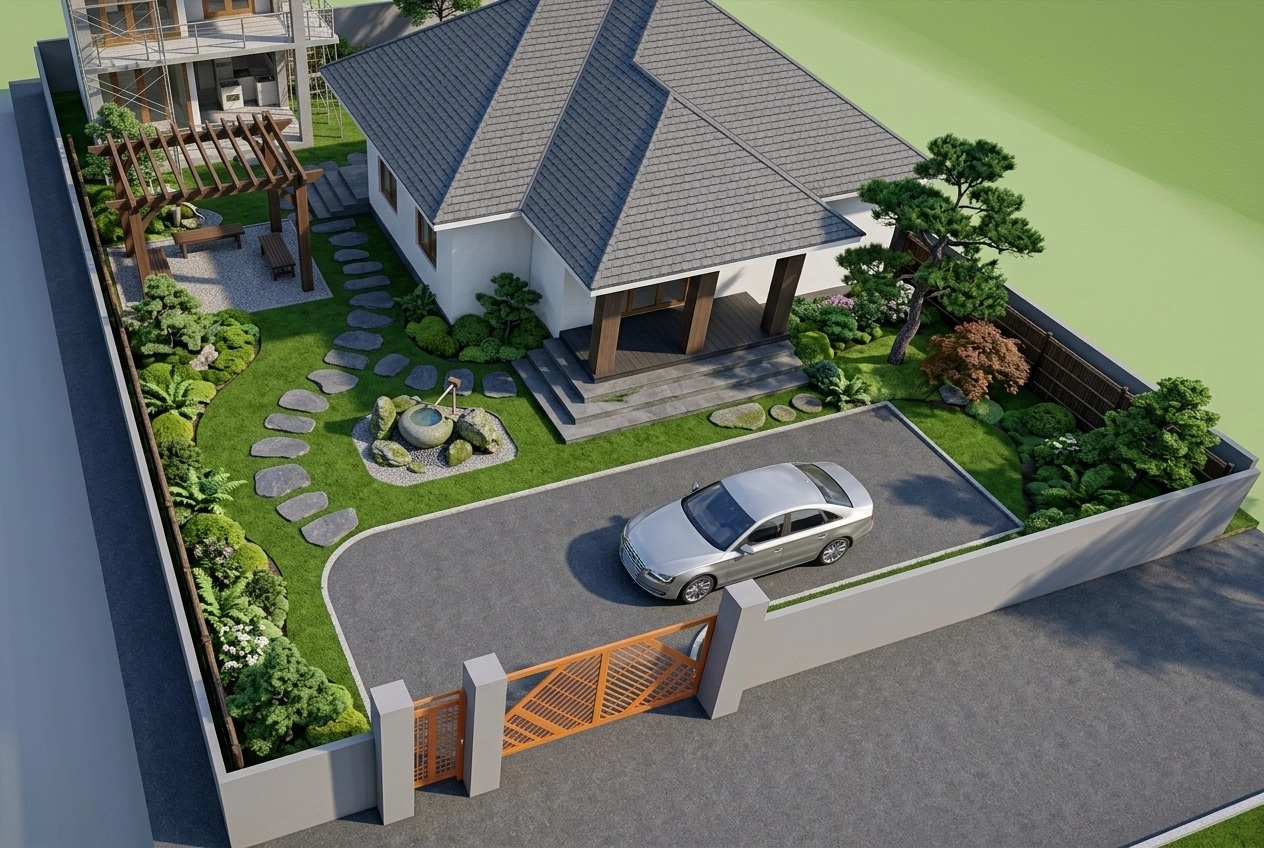 Design paysager en style Japanese Garden — Jardin par GenRoom AI
