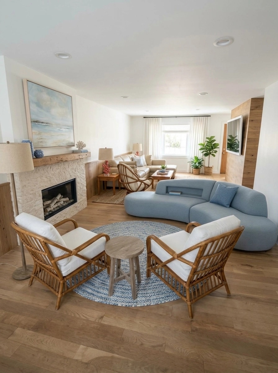 Interior design in Coastal / Hamptons style — Living Room by GenRoom AI