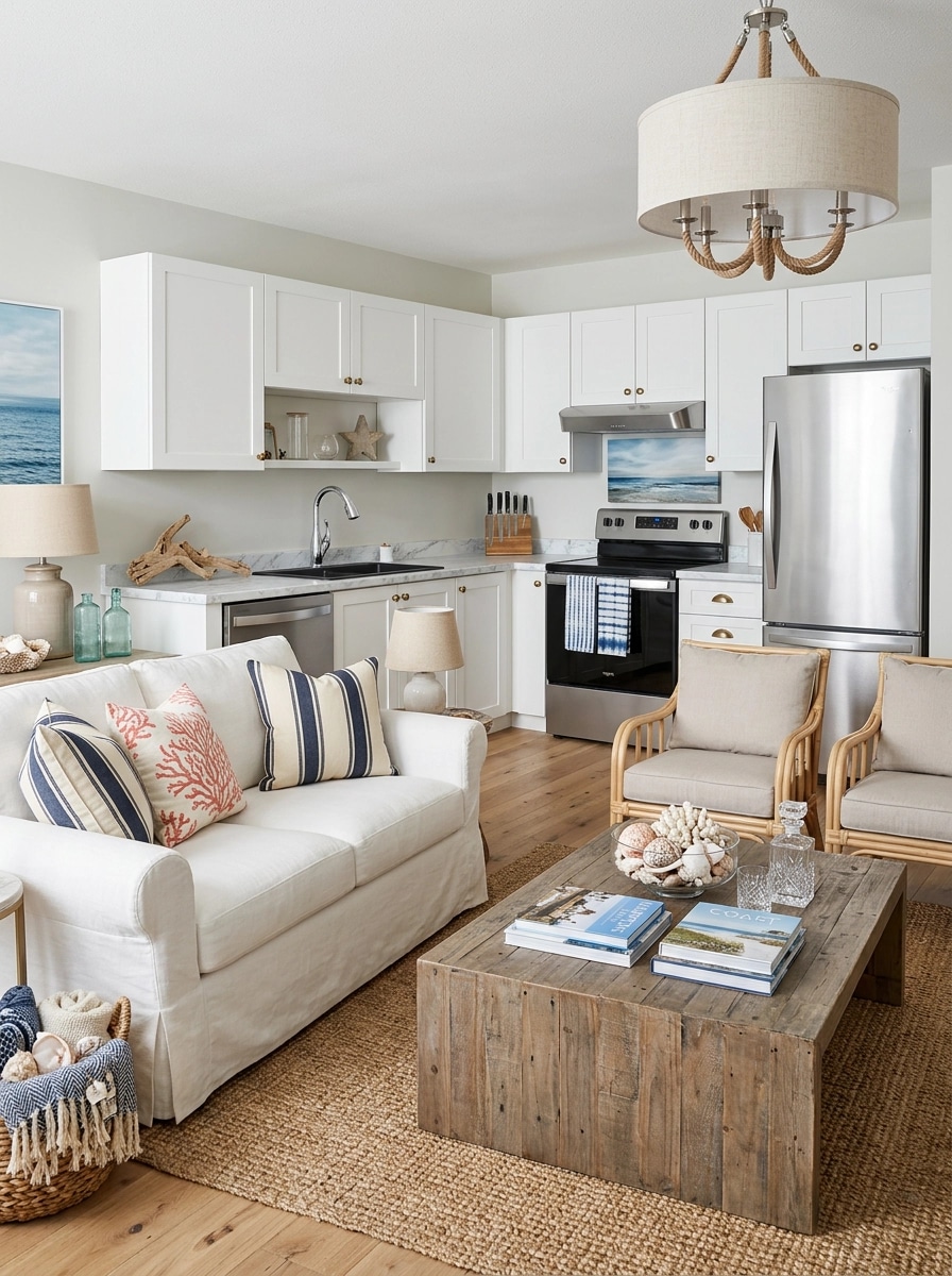 Interior design in Coastal / Hamptons style — Living Room by GenRoom AI