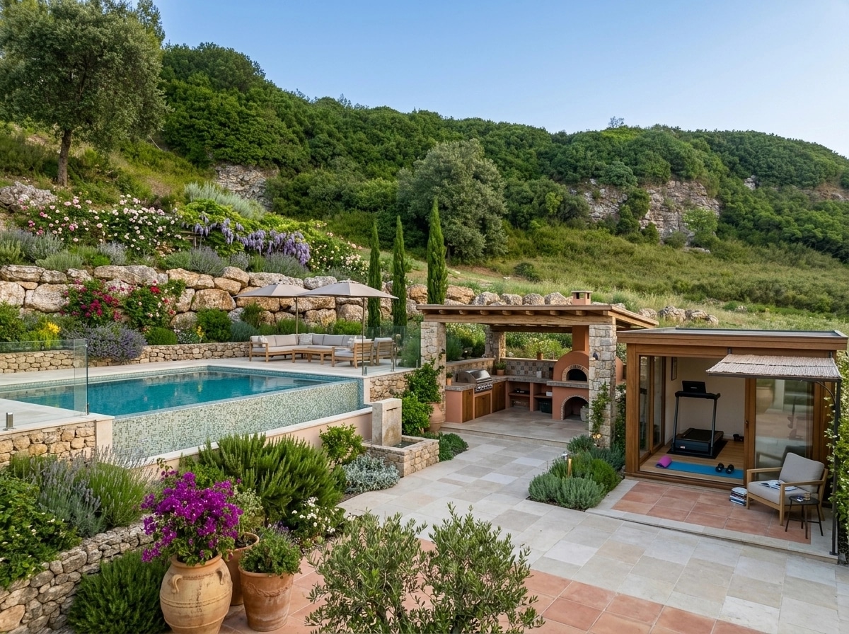 Landscape design in Mediterranean Yard style — Yard by GenRoom AI