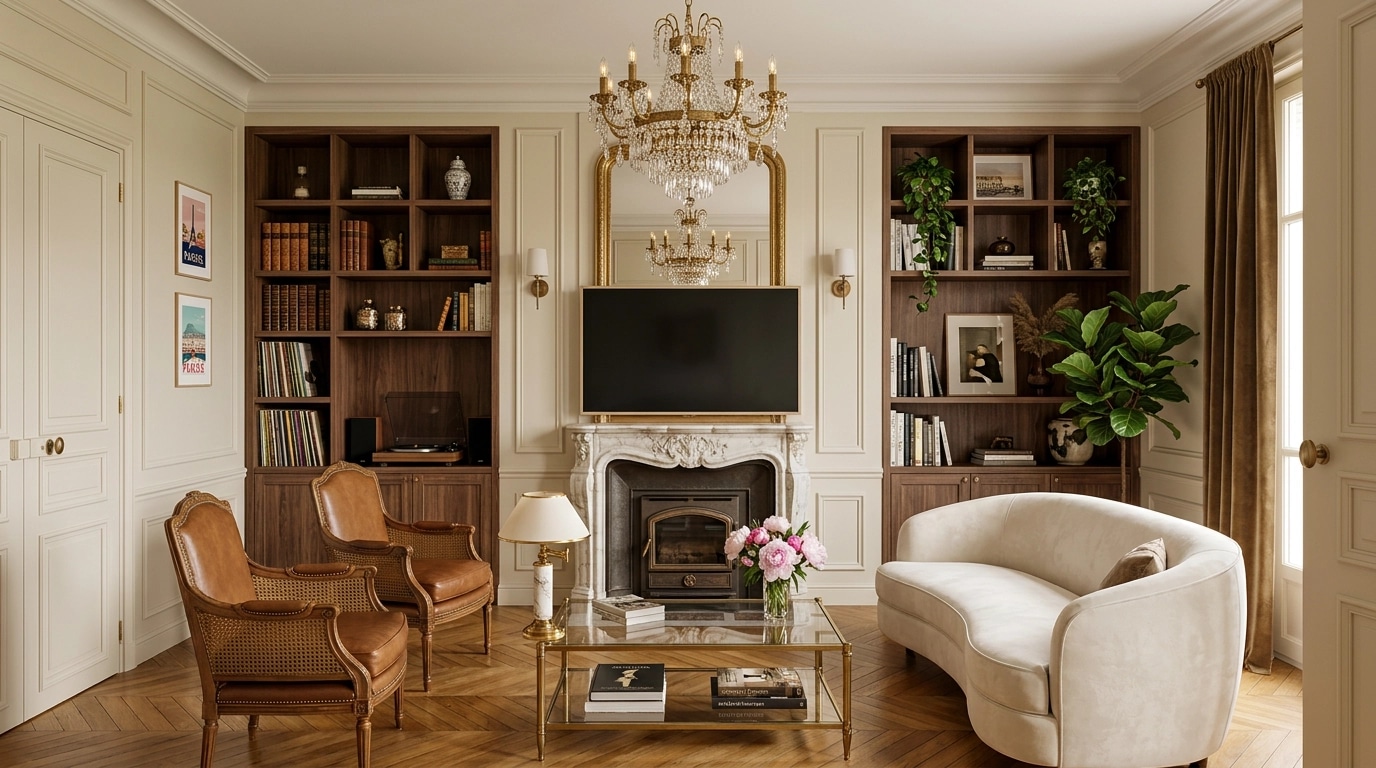 French Parisian Living Room design — interior photo by GenRoom AI