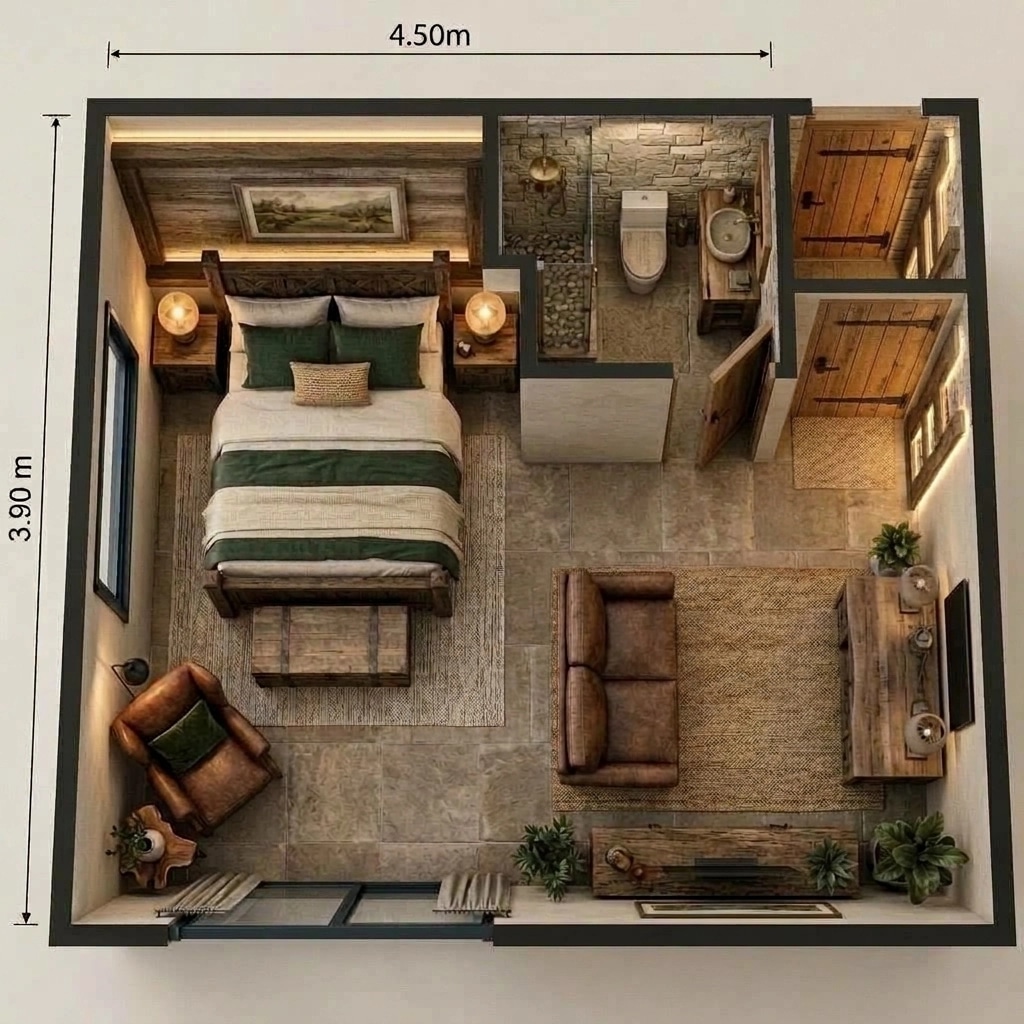 Interior design in Rustic style — Bedroom by GenRoom AI