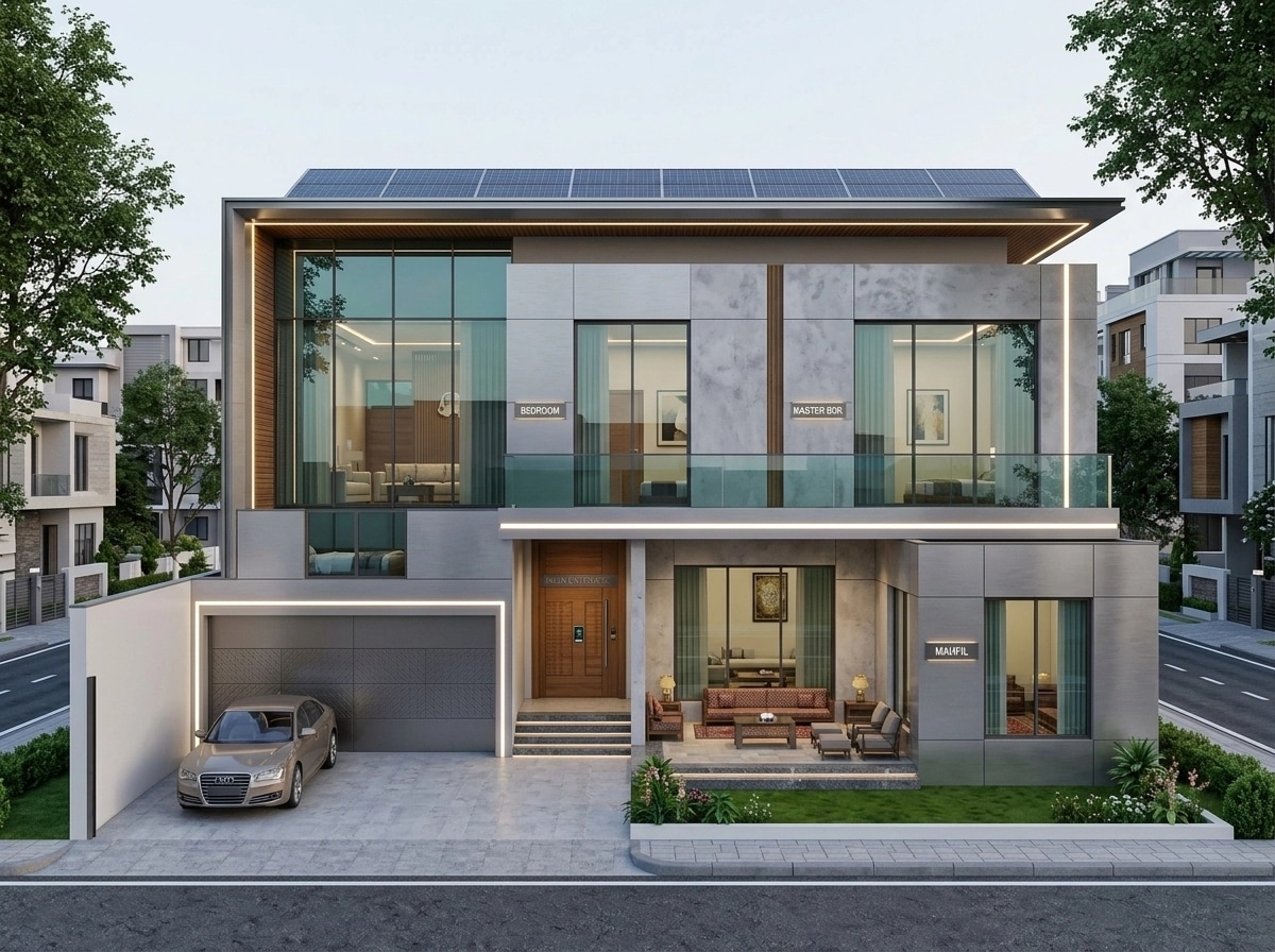 Facade design in Hi-Tech Facade style — Facade by GenRoom AI