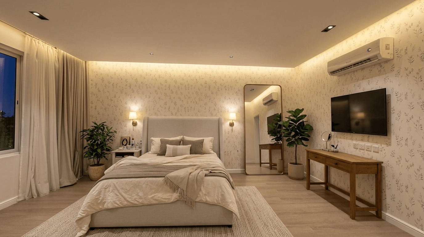 Modern Farmhouse Bedroom design — interior photo by GenRoom AI