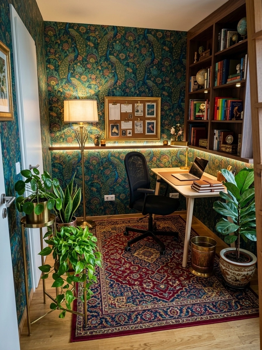 Office interior in Maximalist style — photo by GenRoom AI