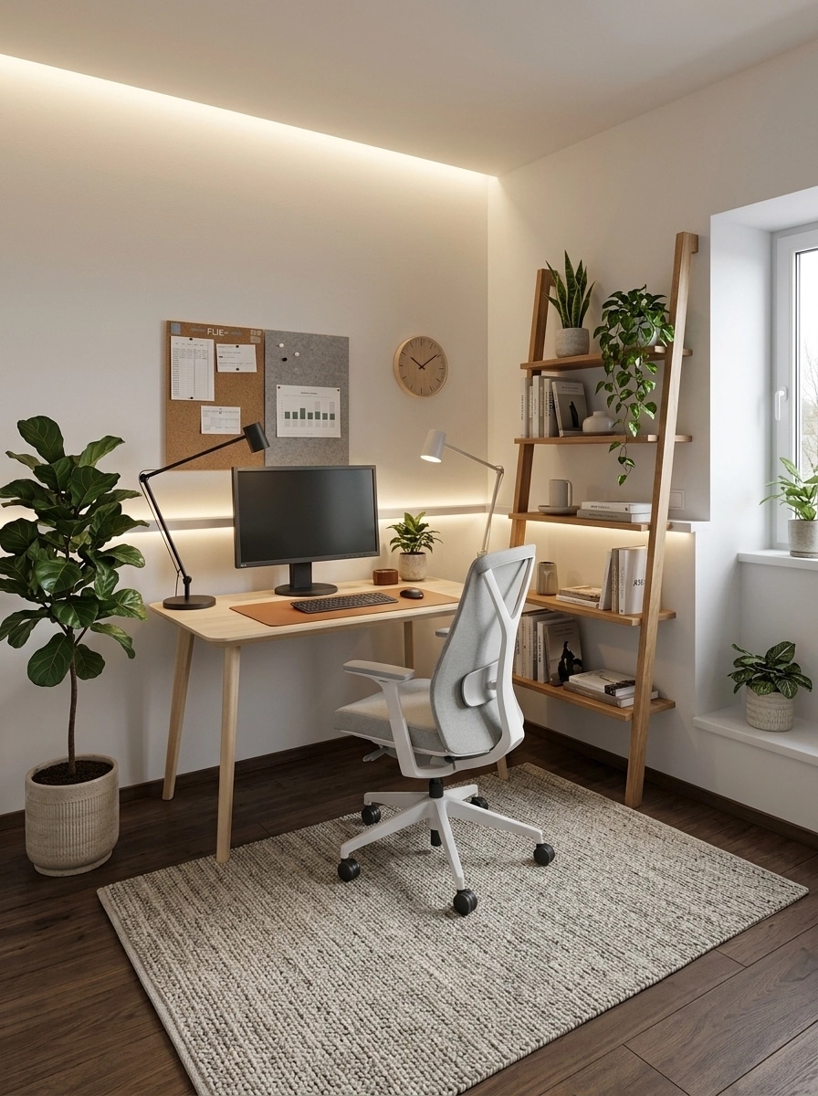 Office interior in Scandinavian style — photo by GenRoom AI