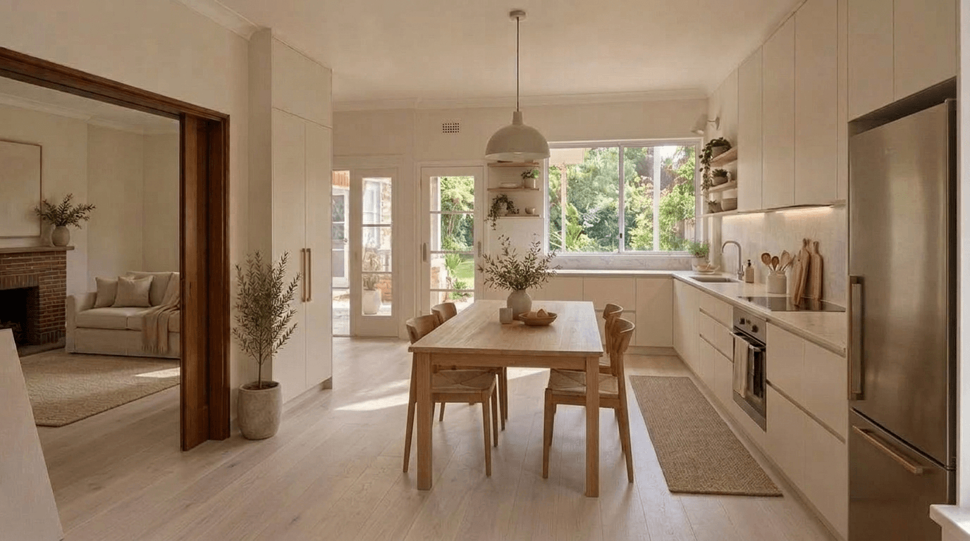 Kitchen interior in Minimalism style — photo by GenRoom AI