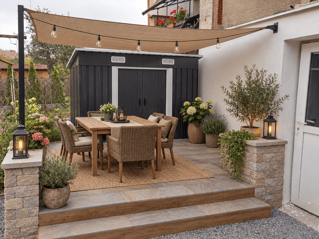 Yard design in Country Rustic Garden style — photo by GenRoom AI