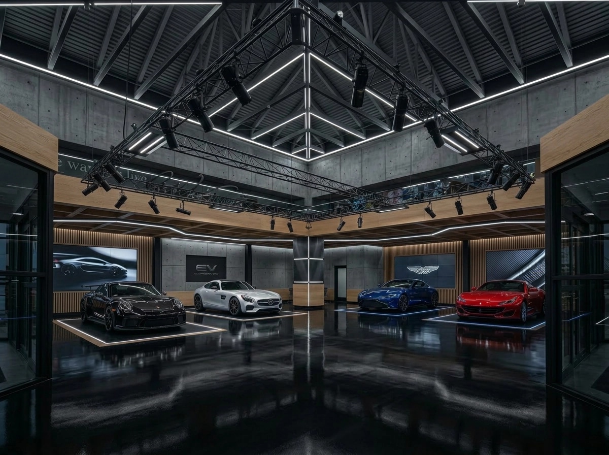 Interior design in Blacktec style — showroom by GenRoom AI
