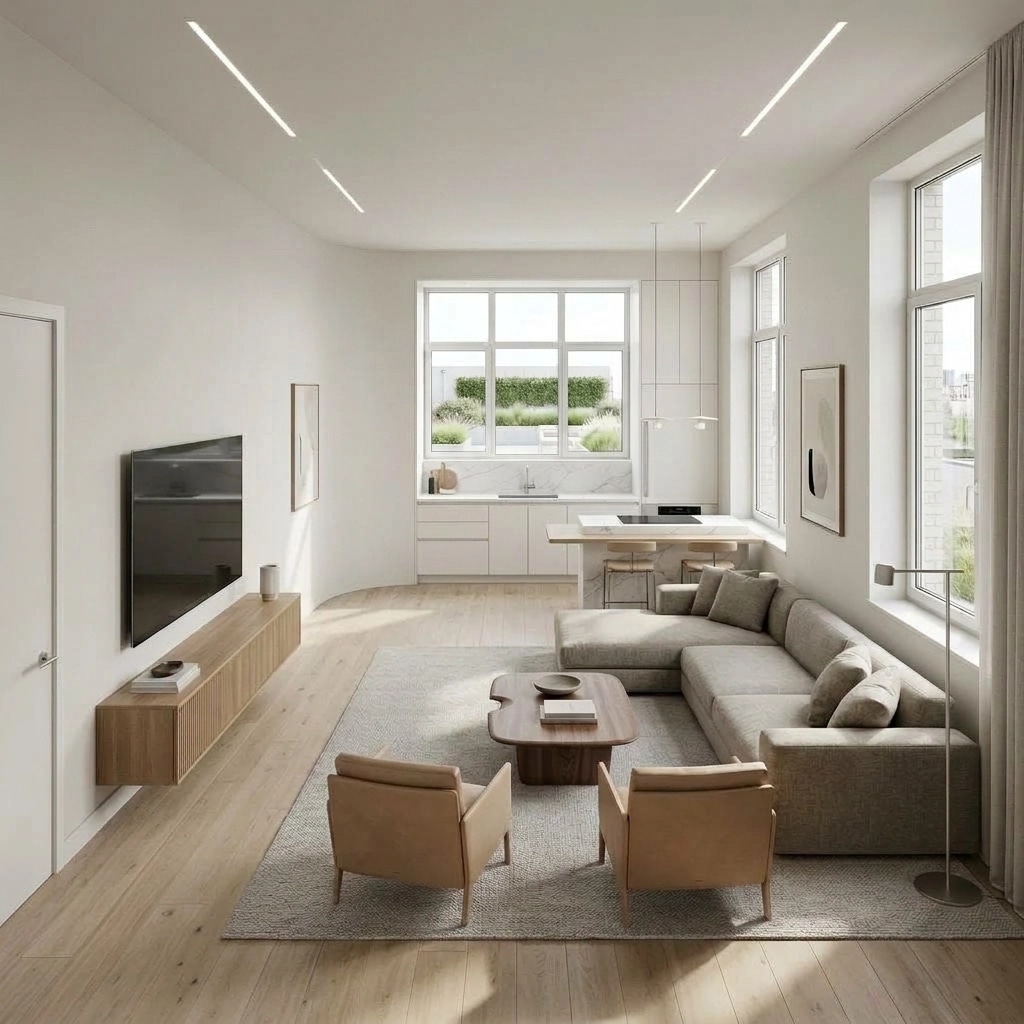 Minimalism Living Room design — interior photo by GenRoom AI