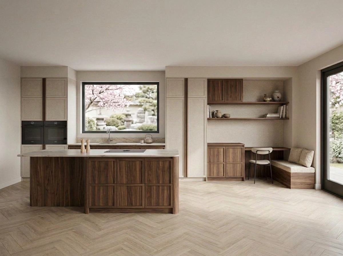 Kitchen interior in Japandi style — photo by GenRoom AI