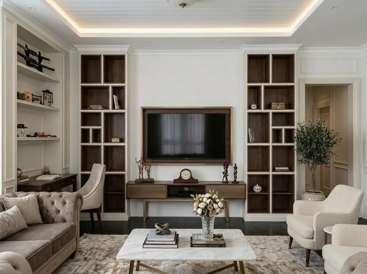 Transitional Living Room design — interior photo by GenRoom AI