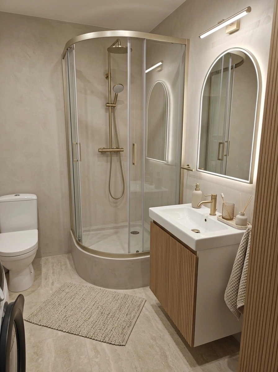 Bathroom interior in Minimalism style — photo by GenRoom AI