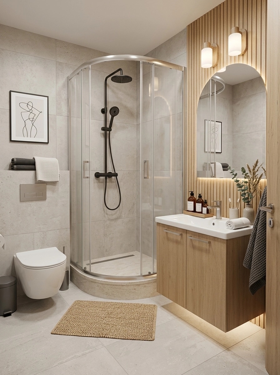 Bathroom interior in Scandinavian style — photo by GenRoom AI