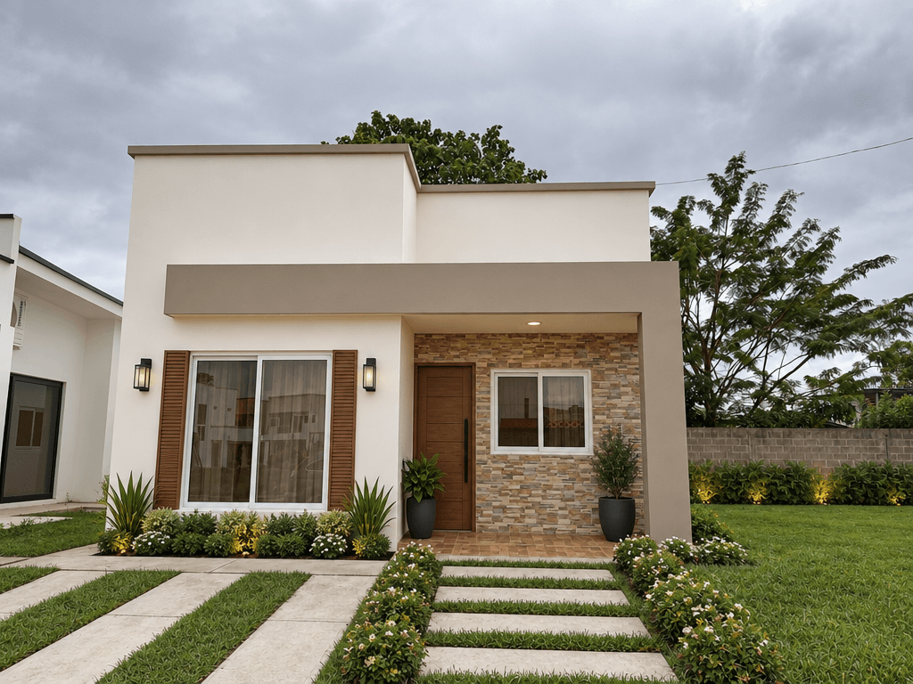 Design della facciata in stile Contemporary Facade — Facciata di GenRoom AI