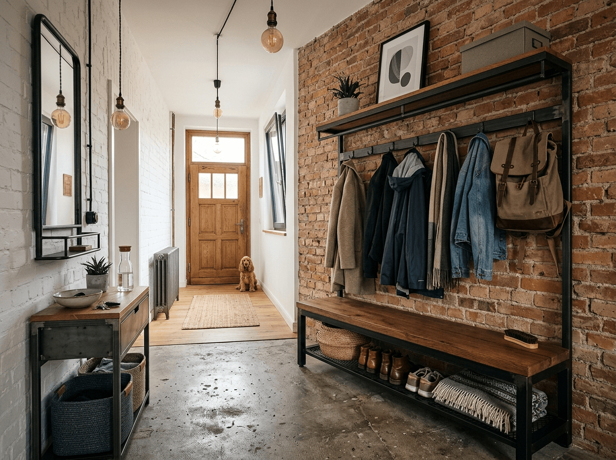 Hallway interior in Loft / Industrial style — photo by GenRoom AI