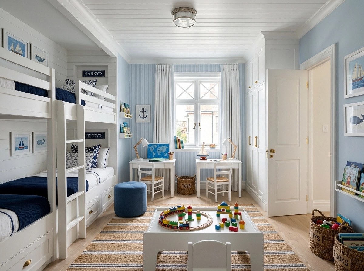 Interior design in Coastal / Hamptons style — Kids Room by GenRoom AI