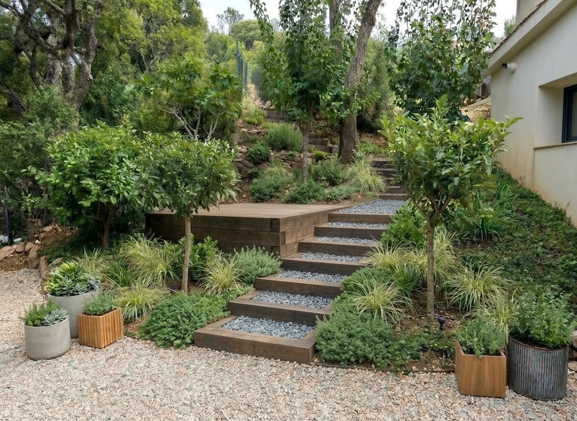 Landscape design in Scandinavian Garden style — Yard by GenRoom AI
